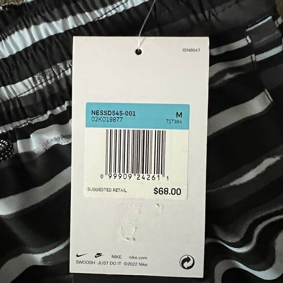 Nike Men' 9" Black Multi Faded Stripe Breaker Swim Trunks (NESSD545-001)-Medium - Picture 7 of 9